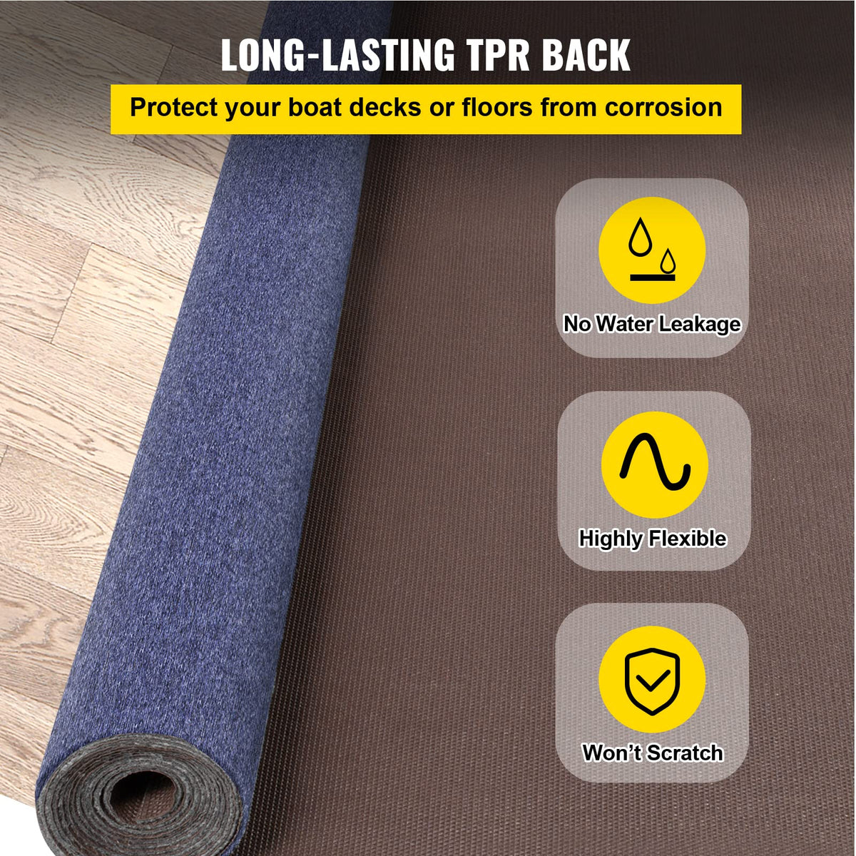 Cutting the Happybuy carpet to fit curved boat deck shapes for a custom look.