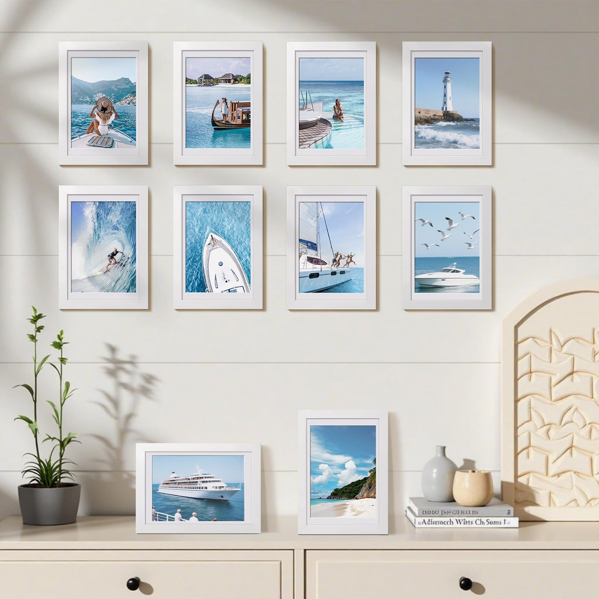 HappyHapi 3-5x5 frame white with mat for elegant tabletop photos.