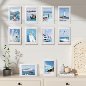 HappyHapi 3-5x5 frame white with mat for elegant tabletop photos.