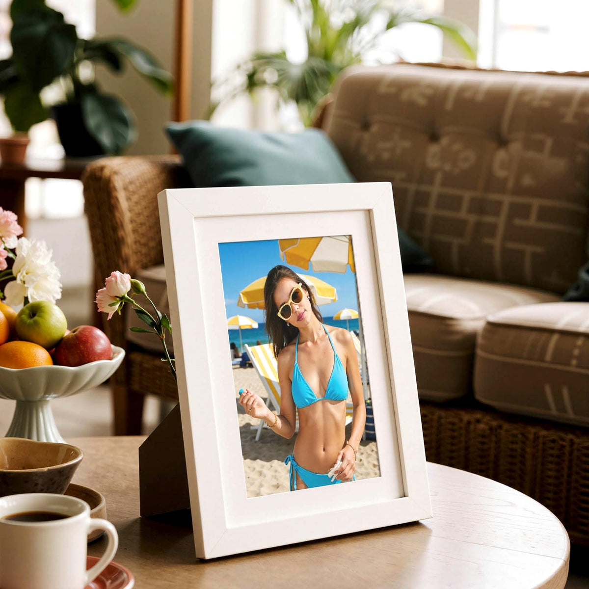 HappyHapi 5x7 frames close-up wood texture highlights sturdy engineered wood and shatterproof plexiglass