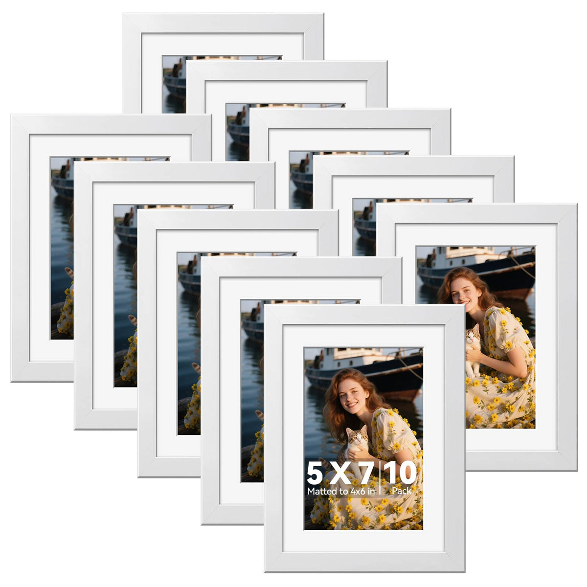 HappyHapi 5x7 frames front view showcasing a clean white display for memories