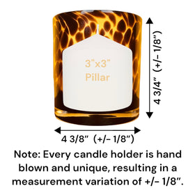 Hapton House leopard print tortoiseshell candle holder enhances wedding table settings.