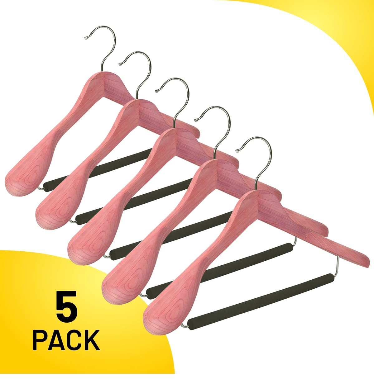 HARDW Cedar hangers provide durable long-term closet organization.