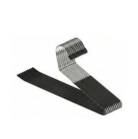 HardW open-ended pants hangers for easy side-loading in closets.