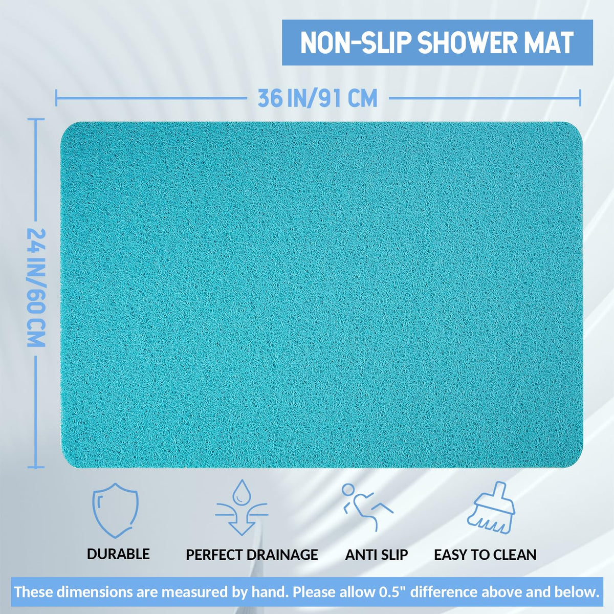 Hargiis anti-slip shower mat texture provides added foot grip