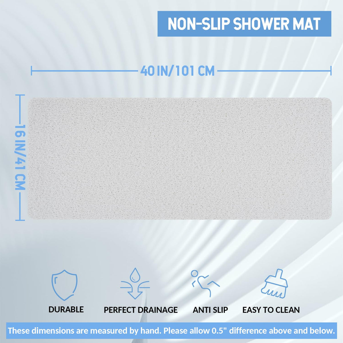 Hargiis anti-slip shower mat keeps you steady on wet surfaces.