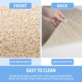Hargiis bath mat cut-to-fit capability for custom tub placement