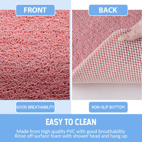 Hargiis bath mat cut-to-fit feature enables custom sizing.