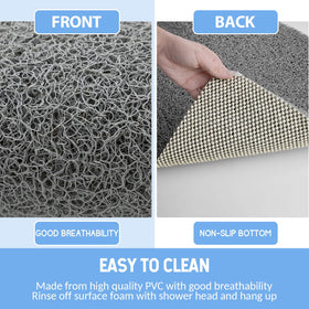 Hargiis bath mat close-up of drain holes for rapid water drainage.