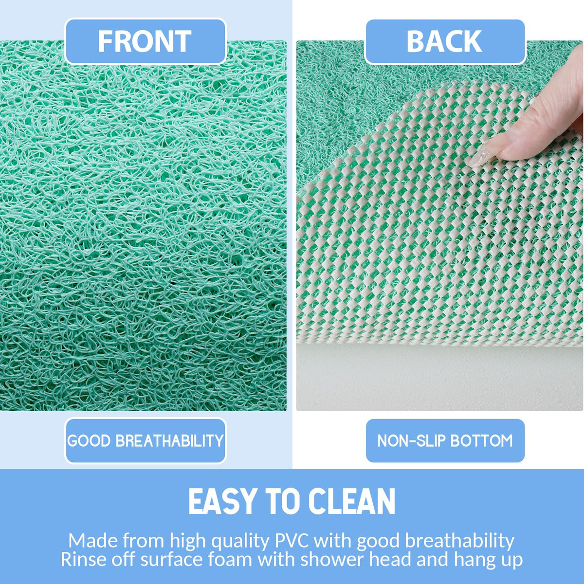 Hargiis bath mat is easy to clean and quick to refresh.