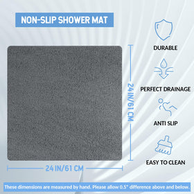 Hargiis bath mat with foot massage texture gently exfoliates feet.