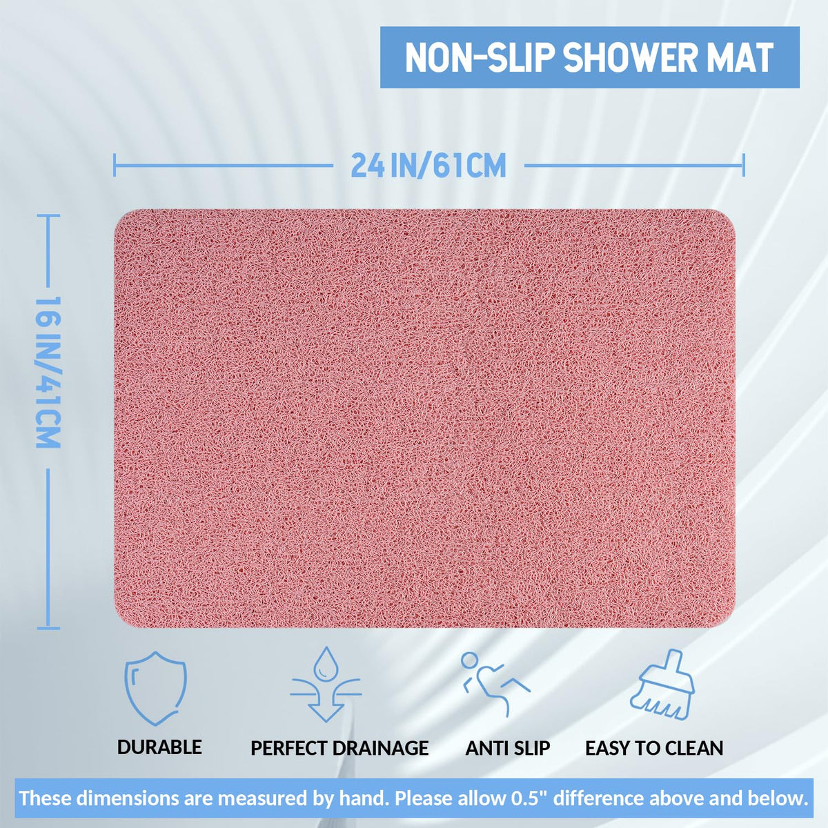 Hargiis bath mat foot scrubber texture provides gentle underfoot exfoliation.