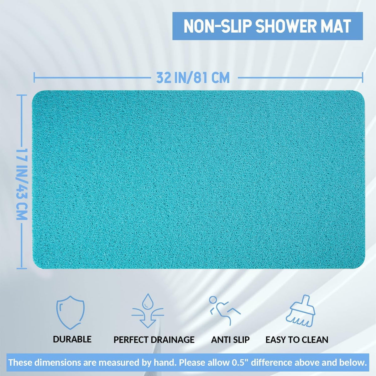 Hargiis bath mat with quick-dry drain holes prevents pooling