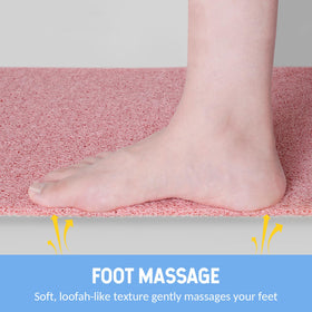 Hargiis bath mat quick-dry performance keeps floors clean.