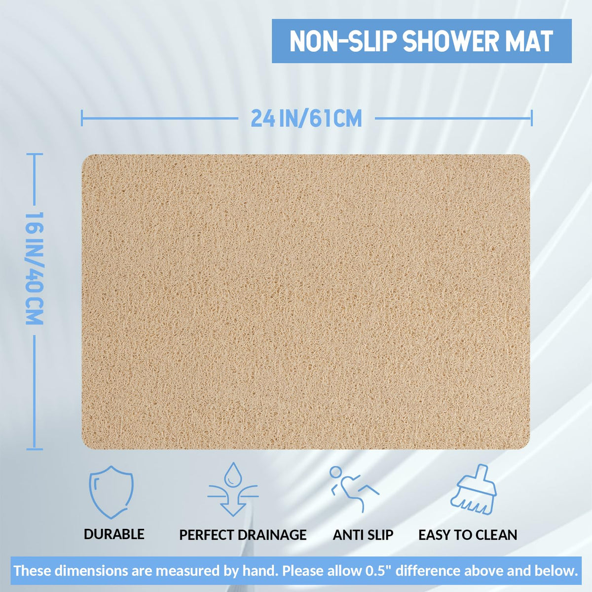 Hargiis fast-drying mat beige with drain holes prevents pooling
