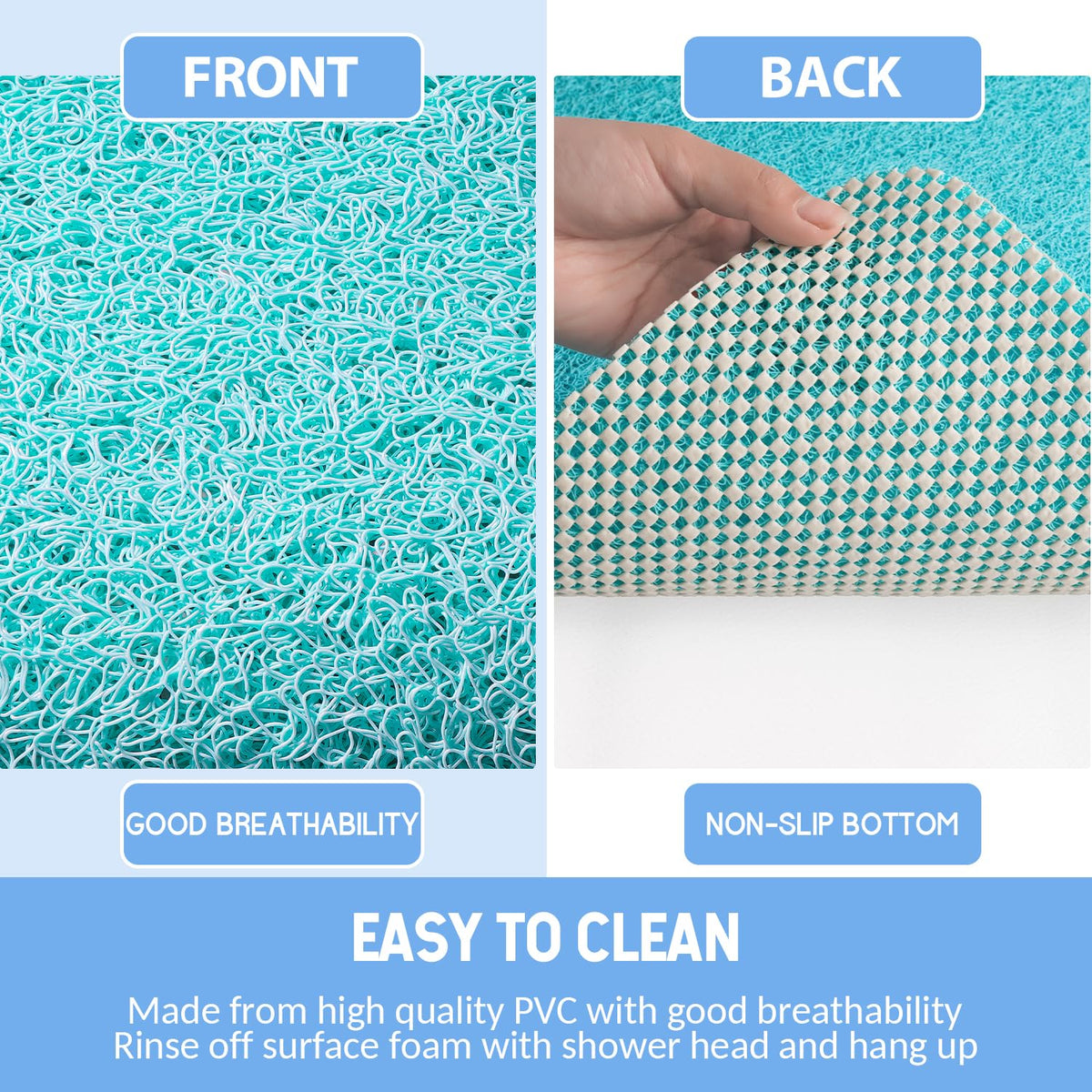 Hargiis mat backing keeps position on wet bathroom floors
