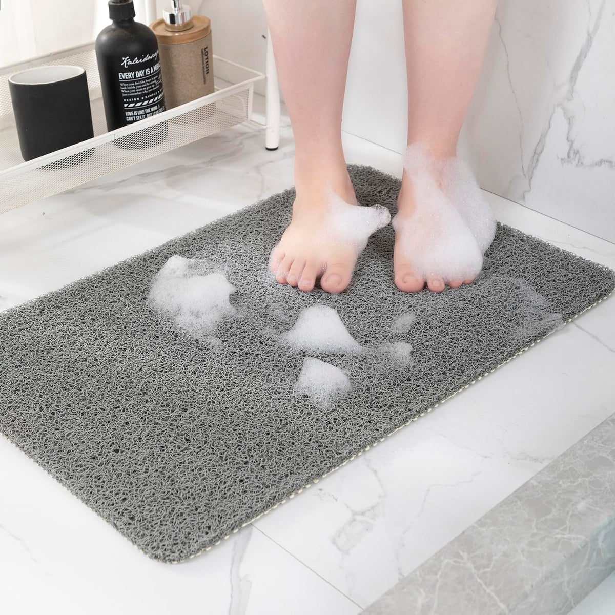 Hargiis non-slip bath mat with anti-slip surface for safe showers.