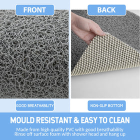 Hargiis non-slip bathtub mat cut-to-fit feature for custom spaces.