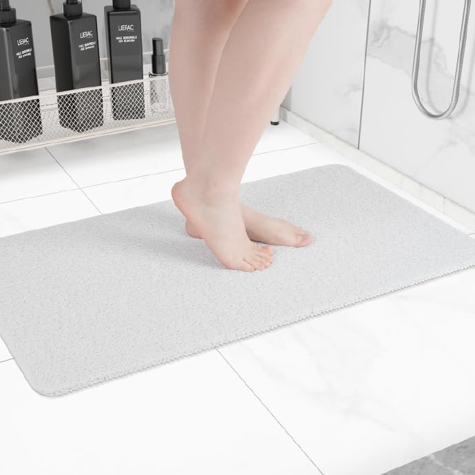 Hargiis non-slip bathtub mat in white with secure anti-slip backing.