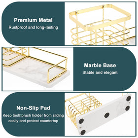 Stable marble base with non-slip pad protects countertops.