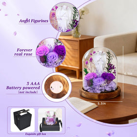 Harmolia LED-lit base showcases the rose at night for romantic ambiance.