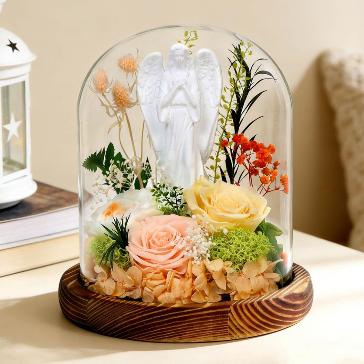 Harmolia preserved rose in a glass dome for lasting beauty in any room