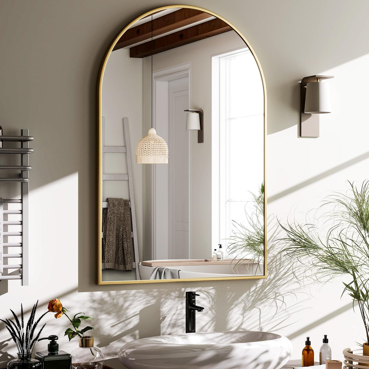 HARRITPURE 20x30 arch mirror front view enhances light and perceived space