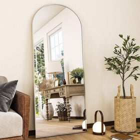 HARRITPURE arch full-length mirror in silver reflecting natural light