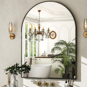 HARRITPURE arched wall mirror 30x40 in black, brightening bathrooms