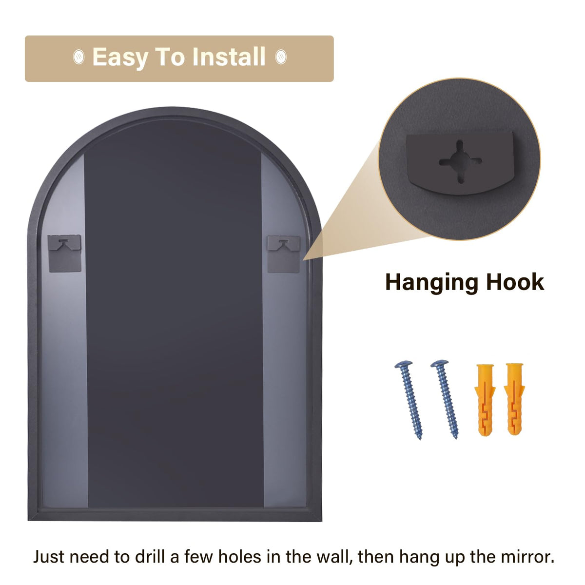 HARRITPURE arched dresser mirror enhances vanity lighting