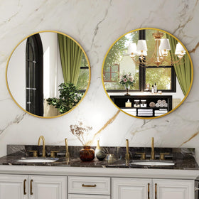 HARRITPURE entryway round mirror gold, welcoming focal point and stylish first impression.