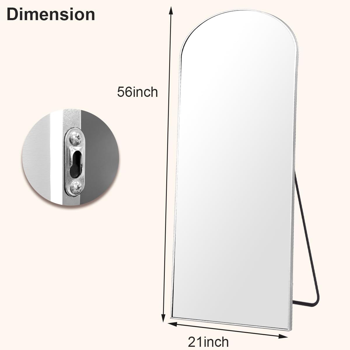 HARRITPURE free-standing mirror in silver for flexible placement