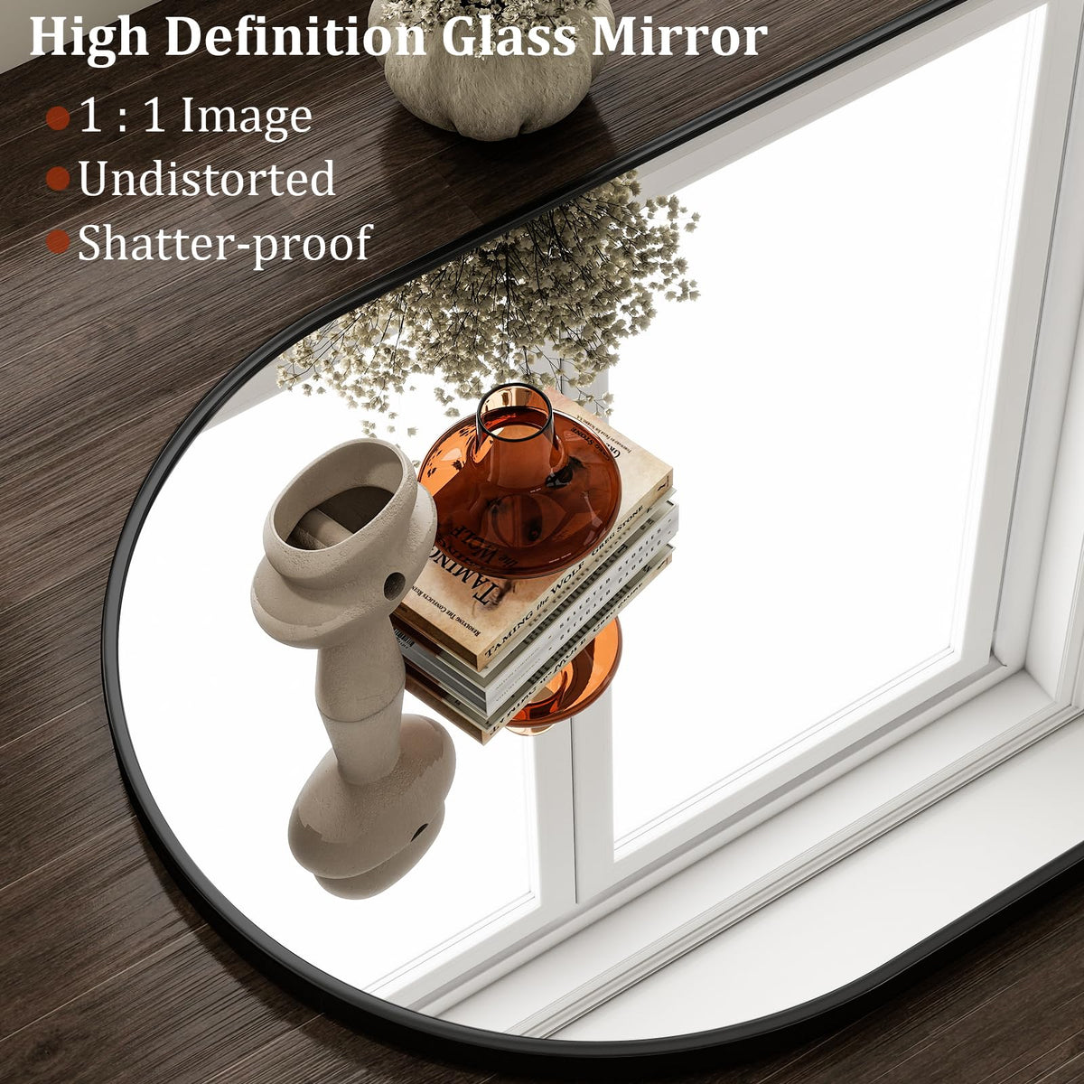 HARRITPURE high-clarity glass providing clear reflections for grooming.