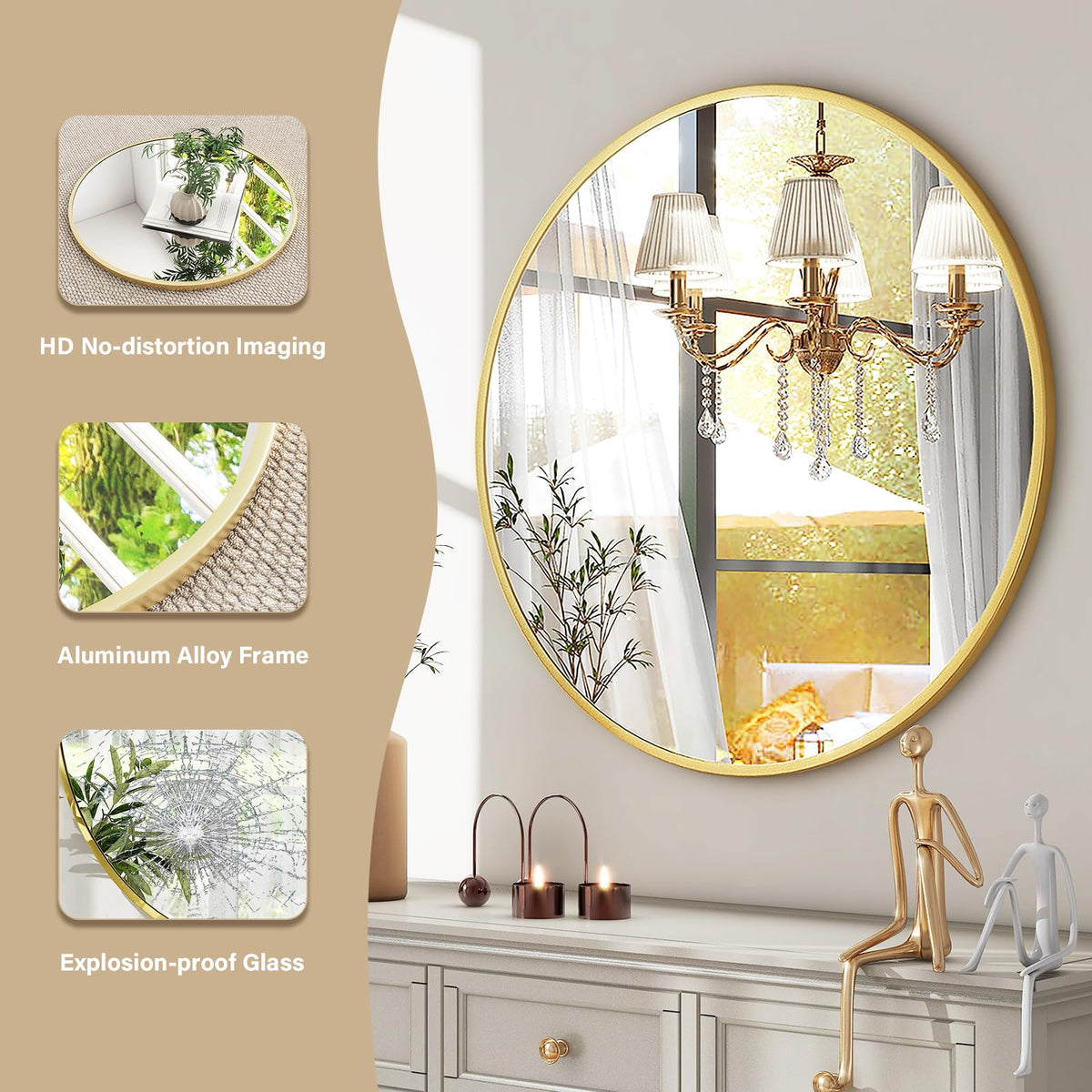 HARRITPURE high-definition 5mm glass mirror, crisp reflections and color accuracy.