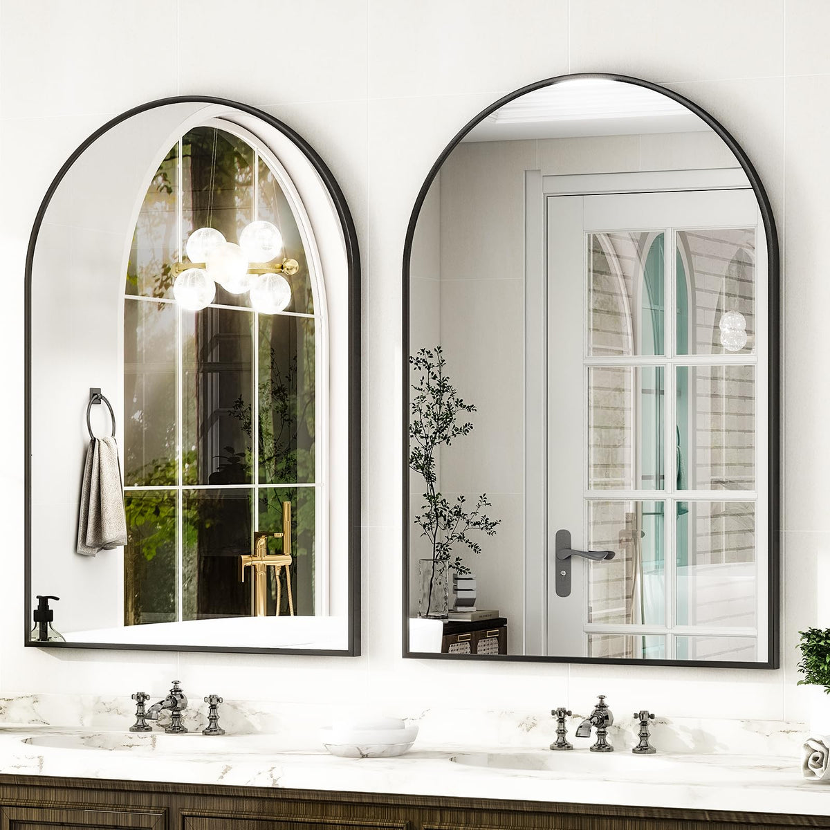HARRITPURE matte black metal frame mirror emphasizes durability in humid spaces