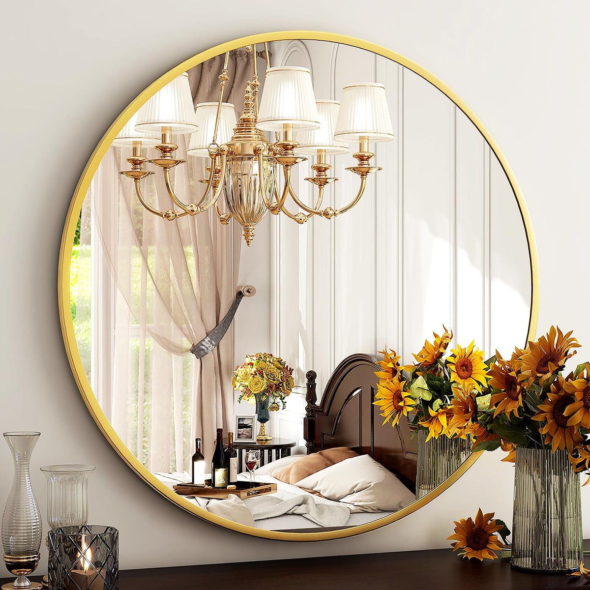 HARRITPURE 30cm gold wall-mount setup, clean installation and space-saving placement.