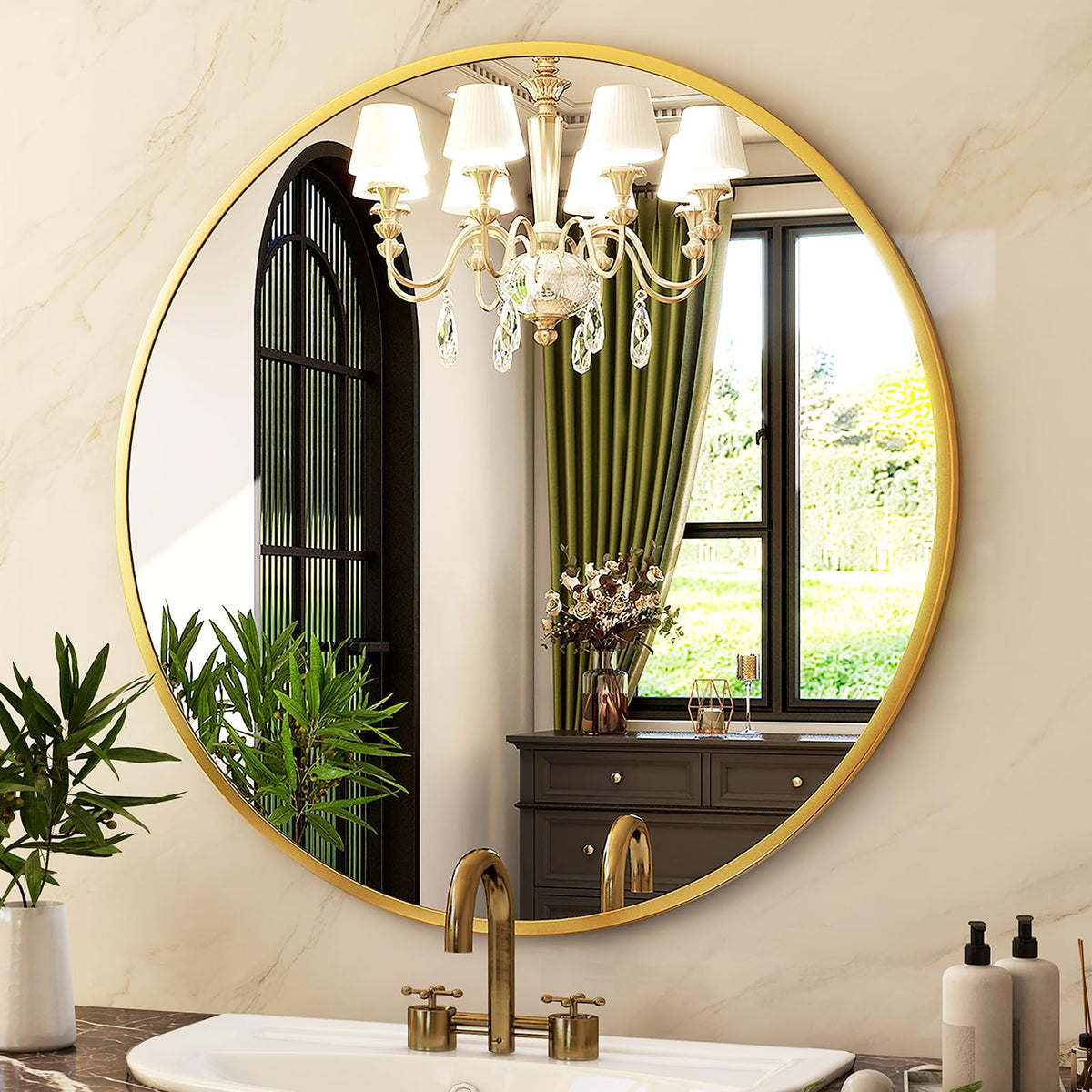 HARRITPURE vanity mirror detailed view, ideal for makeup vanity and dressing area.