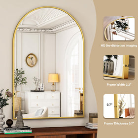 HARRITPURE aluminum frame arched mirror combines durability with modern style