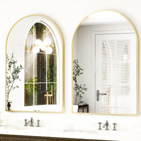 HARRITPURE gold-frame bathroom mirror enhances vanity area with generous reflection
