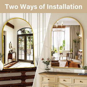 HARRITPURE wall-mount arch mirror can be hung vertically or horizontally