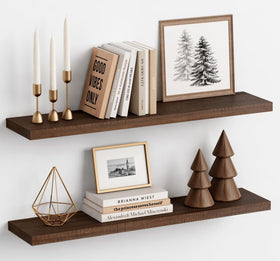 Harwaya 36-inch floating shelves set of 2 arranged with books and decor for organized living room display.