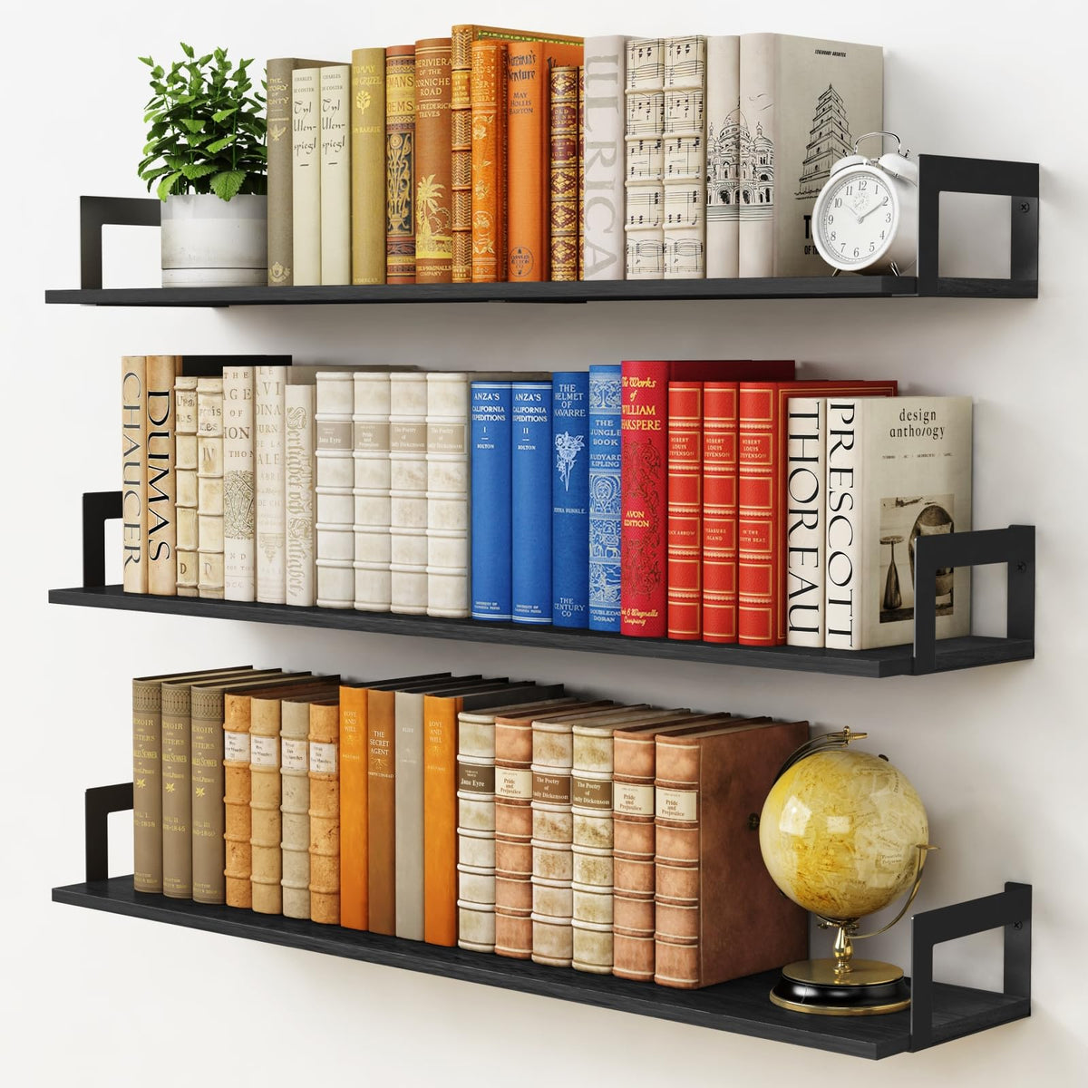 Harwaya 36-inch wall-mount floating shelves set of 3 for organized storage
