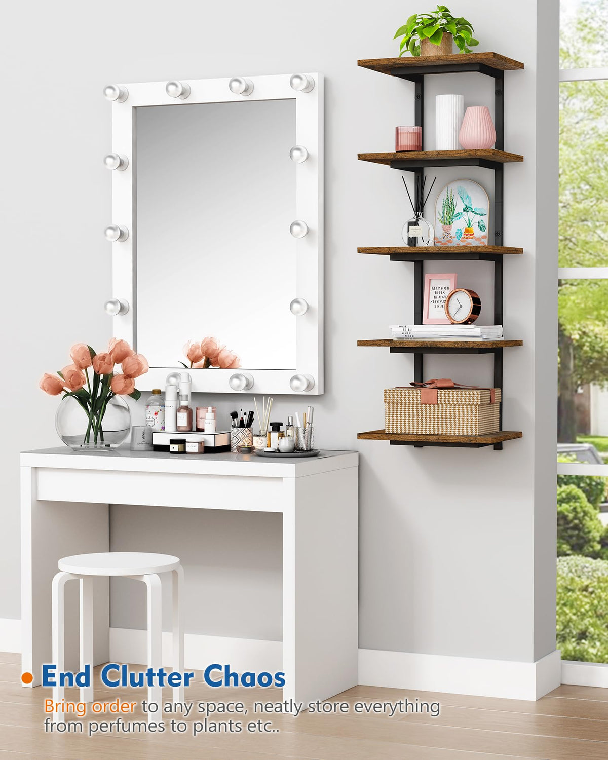 Harwaya 5-tier set ships with hardware and manual for easy assembly.
