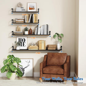Harwaya decorative wall shelves showcase plants, frames and collectibles
