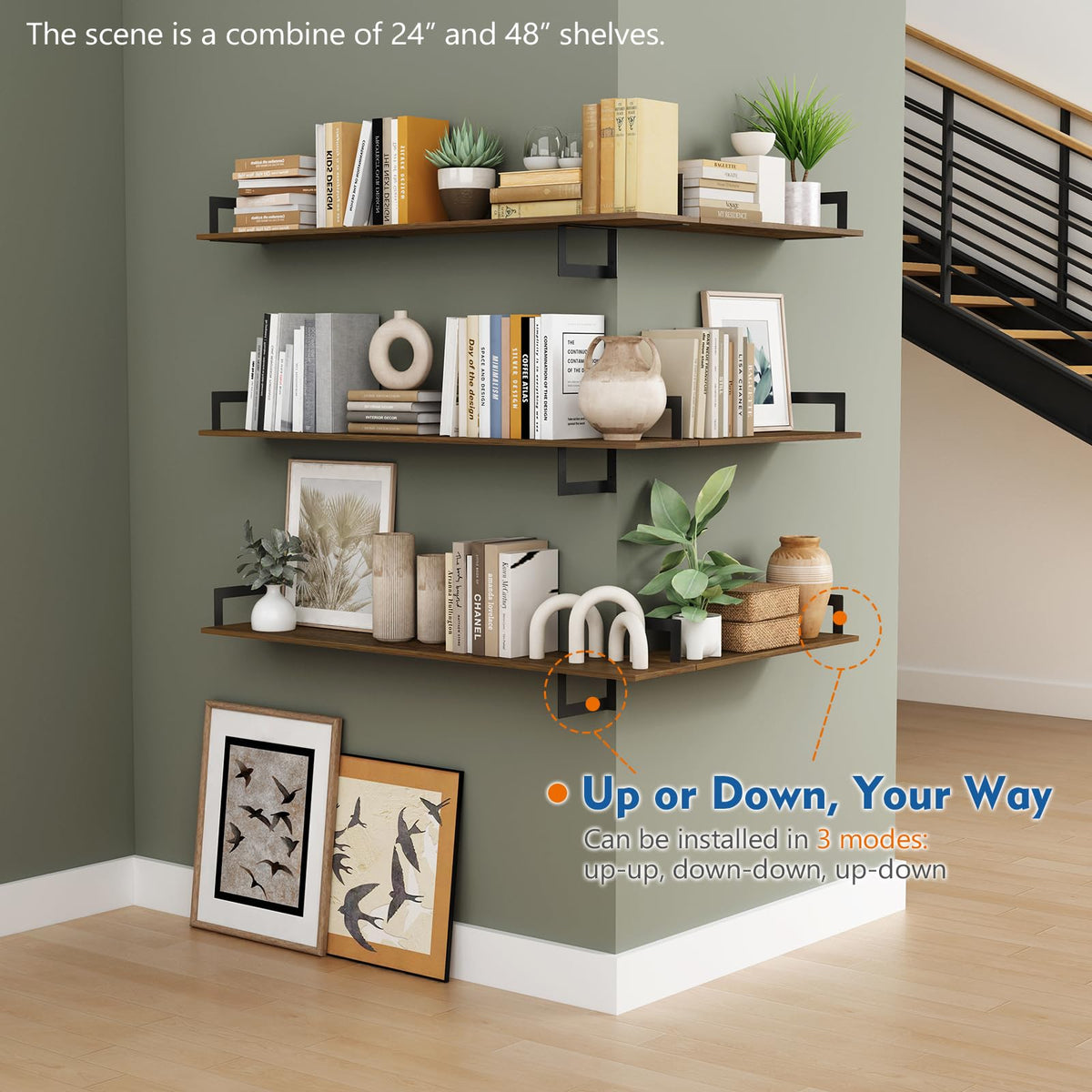Harwaya easy-install hardware included for quick wall shelf setup.