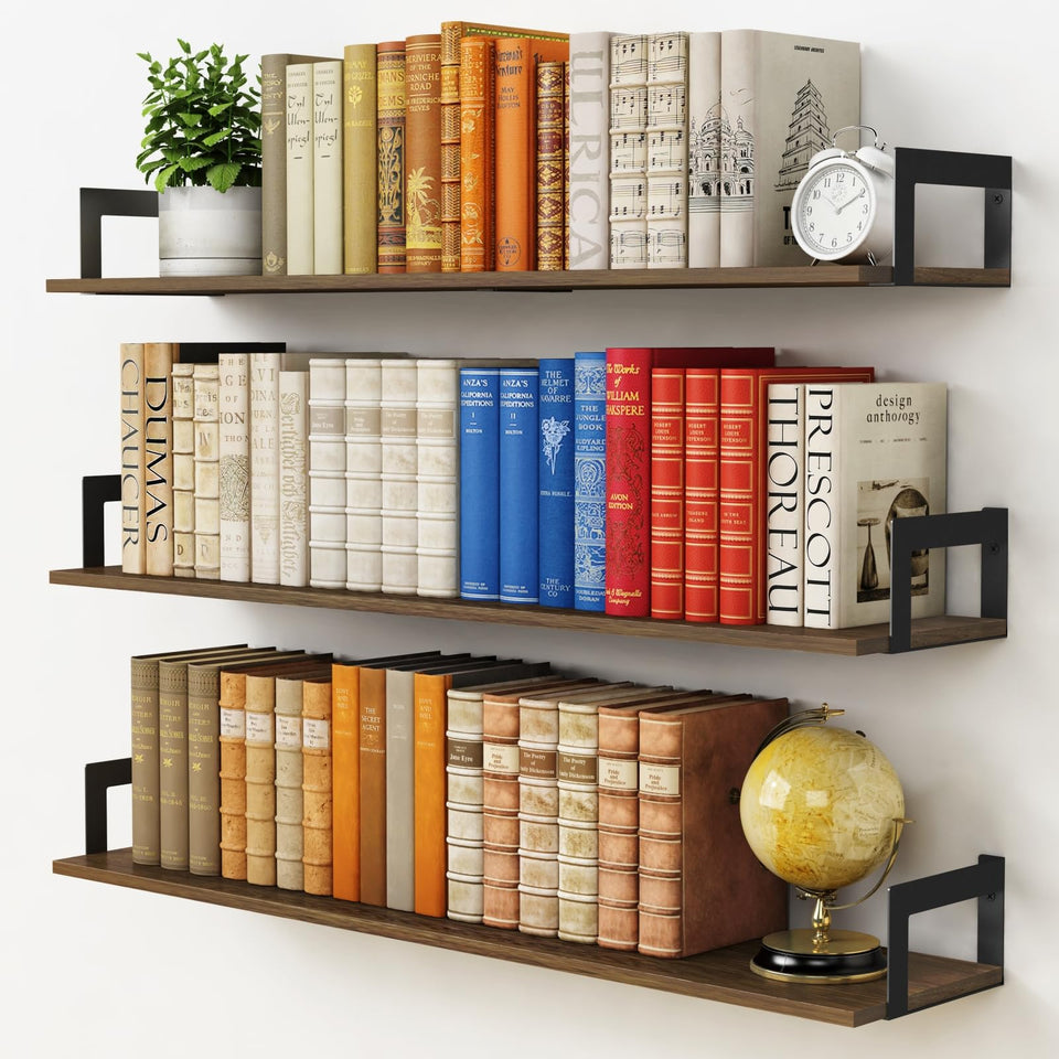 Harwaya floating shelves 36inch set3 installed for easy storage and display