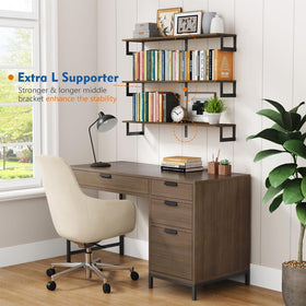 Harwaya floating shelves in bedroom display books and plants with clean lines