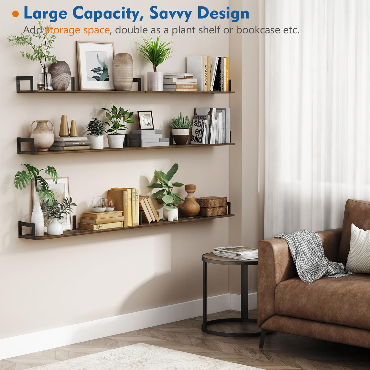 Harwaya wooden kitchen shelves organize spices and cookbooks in style