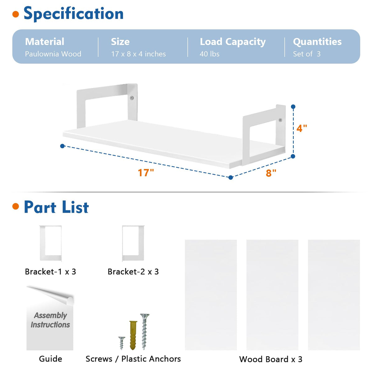 Harwaya 17 inch floating shelves mounted on wall for stylish display