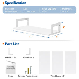 Harwaya 17 inch floating shelves mounted on wall for stylish display
